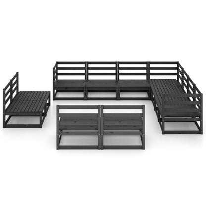 11 pcs conjunto lounge de jardim pinho maciço preto - Leva - Me - Contigo