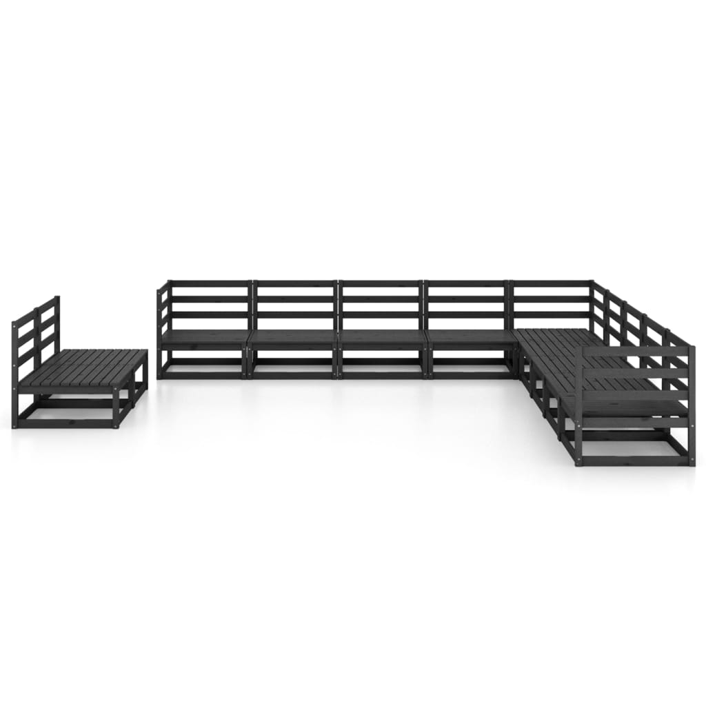 11 pcs conjunto lounge de jardim pinho maciço preto - Leva - Me - Contigo