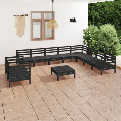 11 pcs conjunto lounge de jardim pinho maciço preto - Leva - Me - Contigo