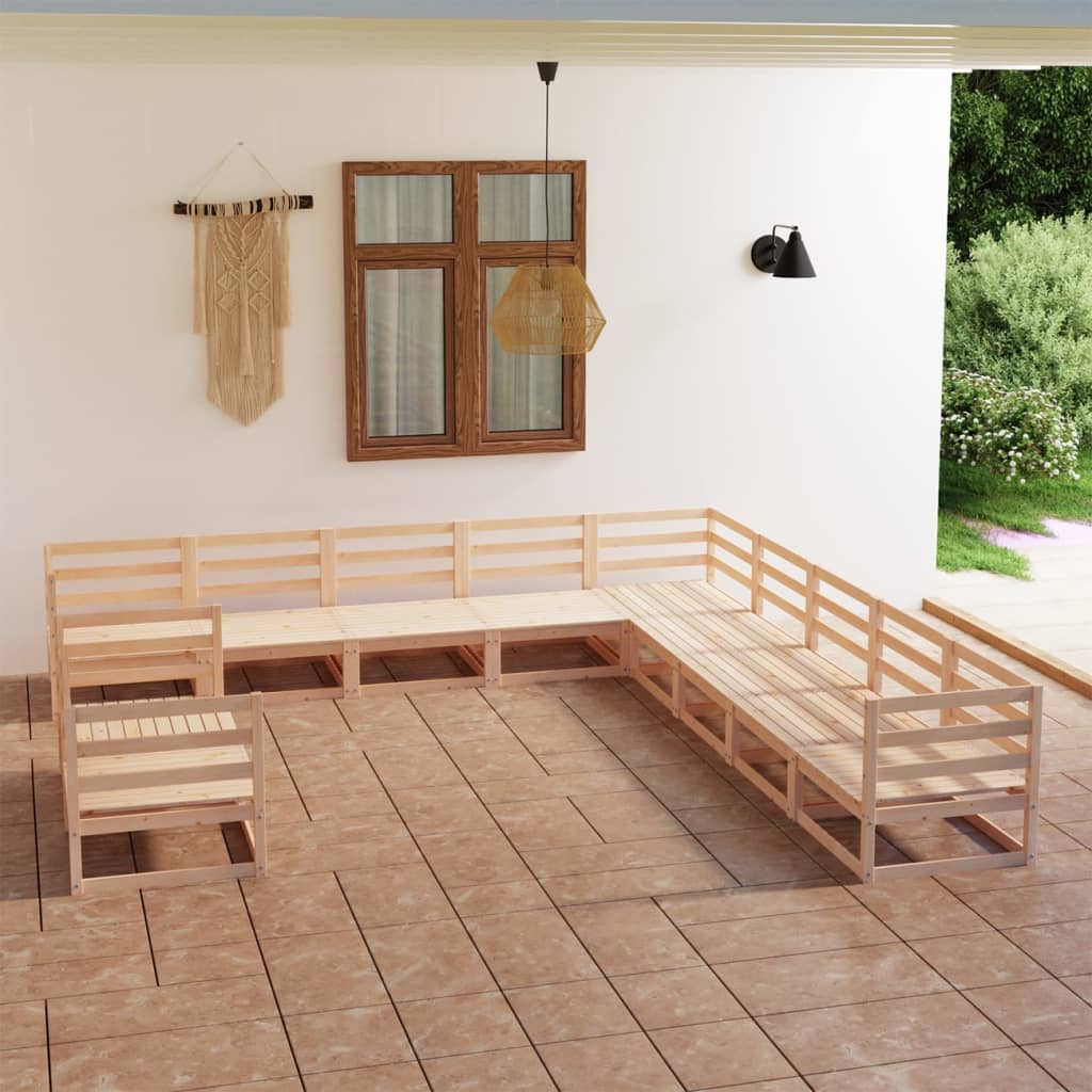 11 pcs conjunto lounge de jardim pinho maciço - Leva - Me - Contigo