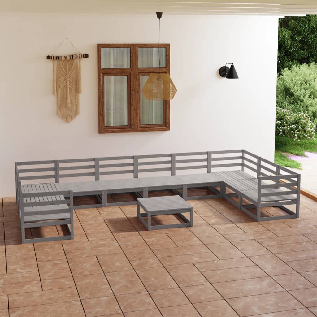 11 pcs conjunto lounge de jardim pinho maciço - Leva - Me - Contigo