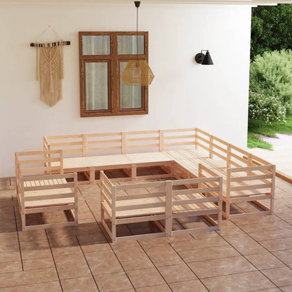 11 pcs conjunto lounge de jardim pinho maciço - Leva - Me - Contigo