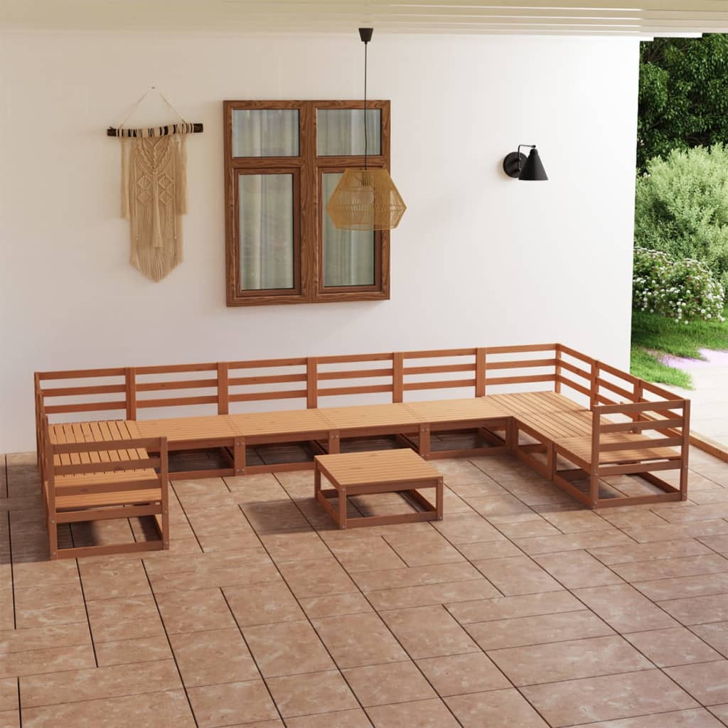 11 pcs conjunto lounge de jardim pinho maciço - Leva - Me - Contigo