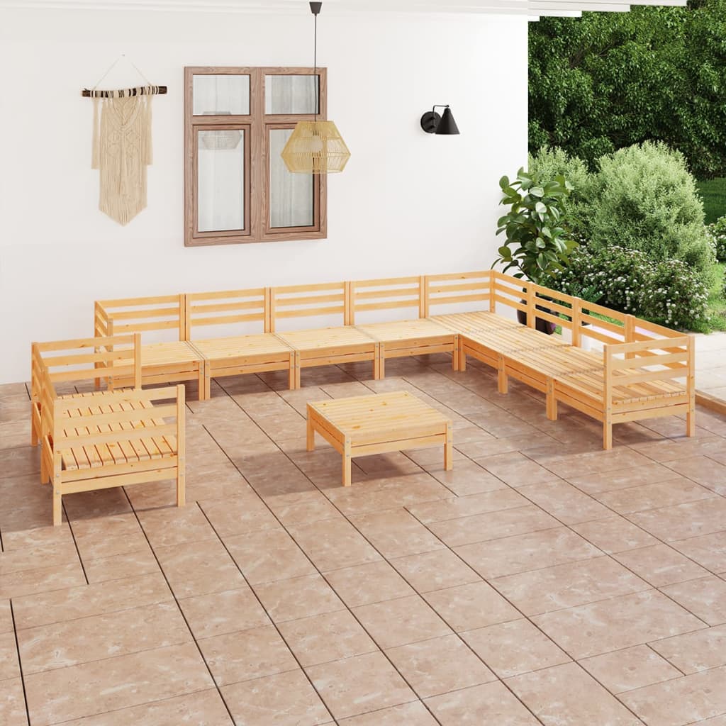 11 pcs conjunto lounge de jardim pinho maciço - Leva - Me - Contigo