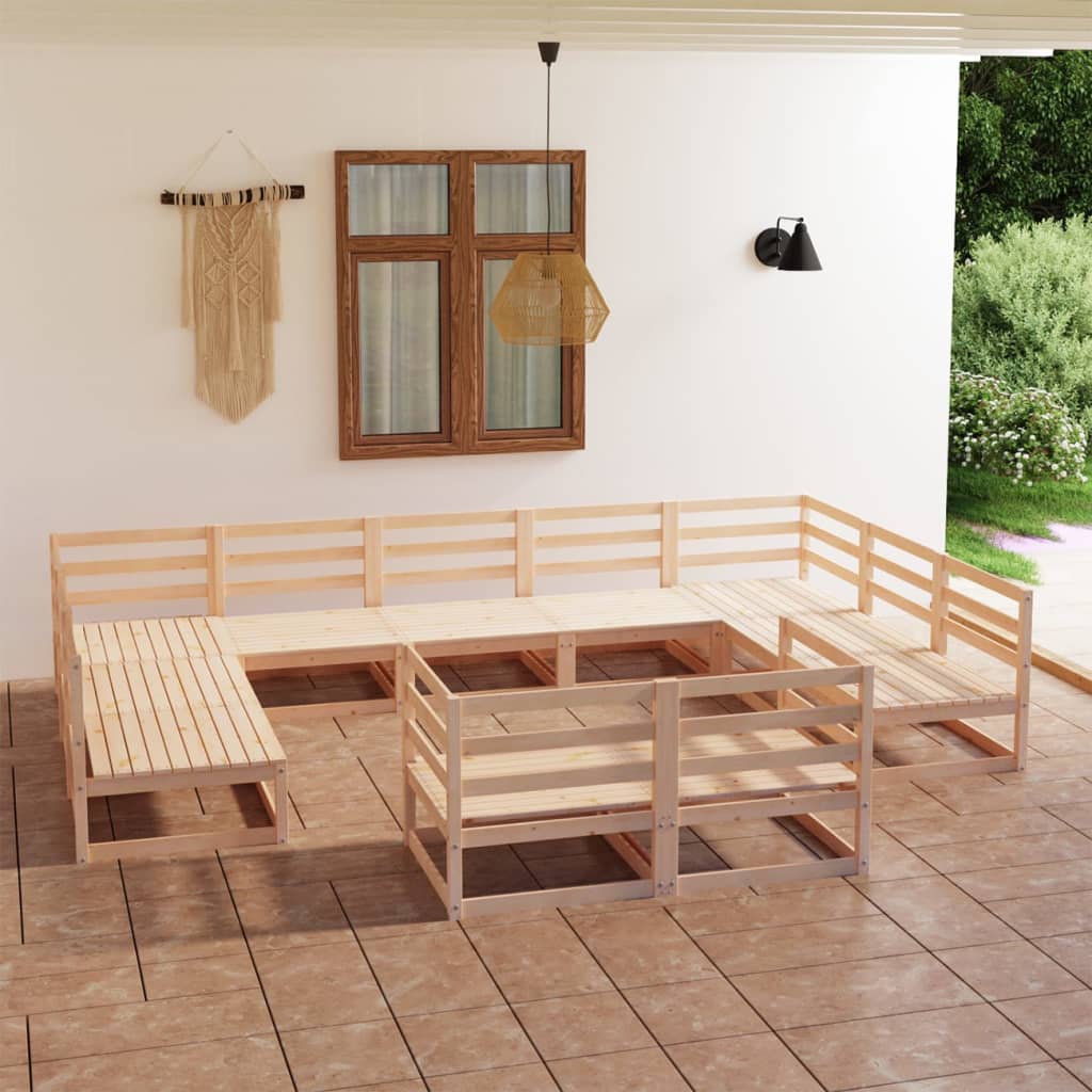 11 pcs conjunto lounge de jardim pinho maciço - Leva - Me - Contigo