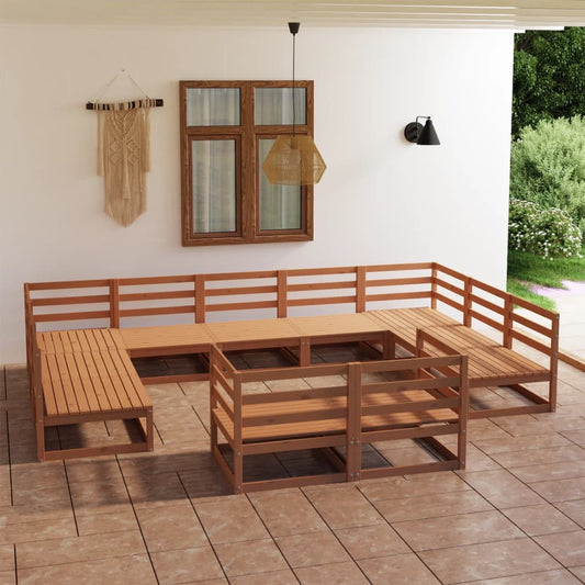 11 pcs conjunto lounge de jardim pinho maciço - Leva - Me - Contigo