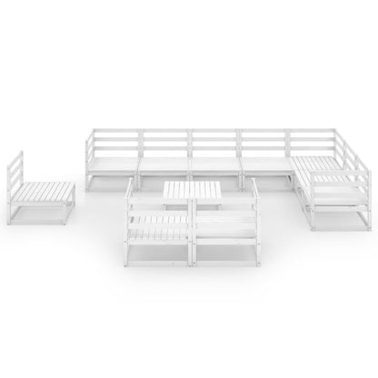 11 pcs conjunto lounge de jardim pinho sólido branco - Leva - Me - Contigo