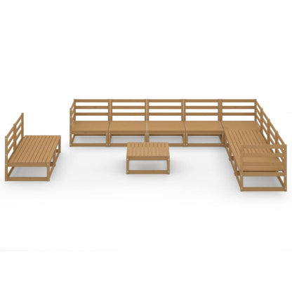 11 pcs conjunto lounge de jardim pinho sólido castanho mel - Leva - Me - Contigo