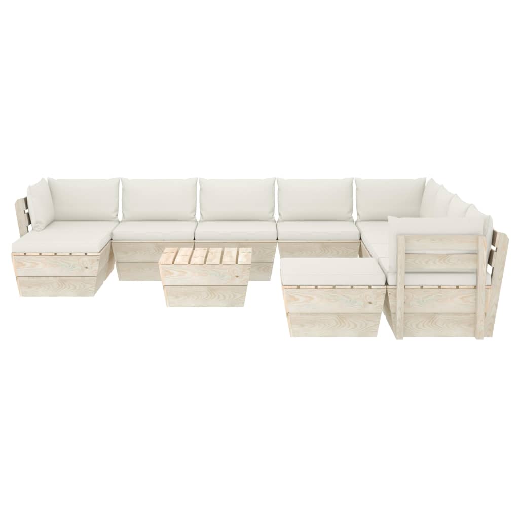 11 pcs conjunto lounge de paletes + almofadões madeira de abeto - Leva - Me - Contigo