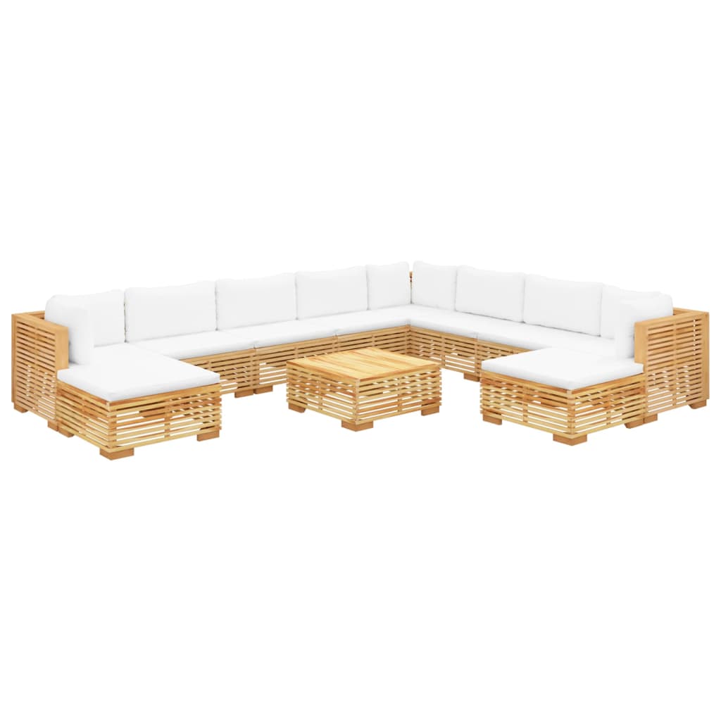 11 pcs conjunto lounge jardim c/ almofadões madeira teca maciça - Leva - Me - Contigo