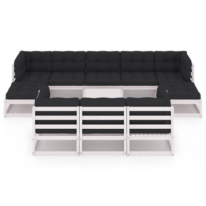 11 pcs conjunto lounge jardim c/ almofadões pinho maciço branco - Leva - Me - Contigo