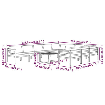 11 pcs conjunto lounge jardim com almofadões alumínio antracite - Leva - Me - Contigo