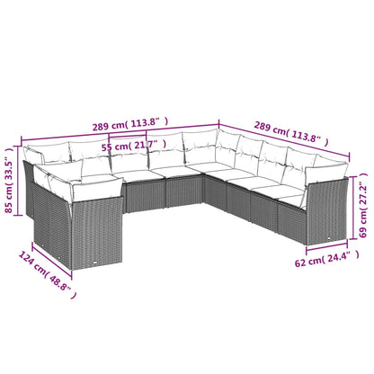 11 pcs conjunto sofás de jardim c/ almofadões vime PE bege - Leva - Me - Contigo