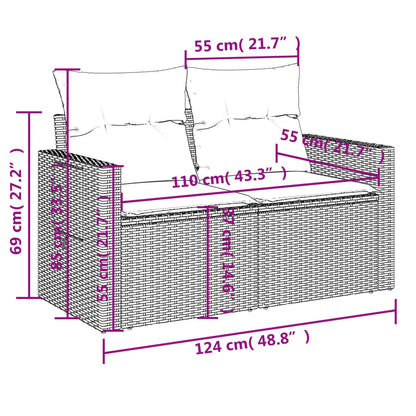 11 pcs conjunto sofás de jardim c/ almofadões vime PE bege - Leva - Me - Contigo