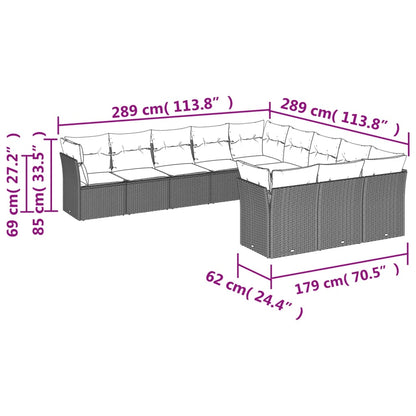 11 pcs conjunto sofás de jardim c/ almofadões vime PE bege - Leva - Me - Contigo