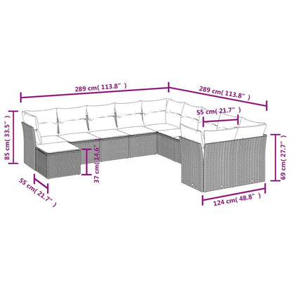 11 pcs conjunto sofás de jardim c/ almofadões vime PE castanho - Leva - Me - Contigo