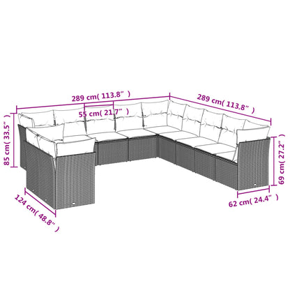 11 pcs conjunto sofás de jardim c/ almofadões vime PE castanho - Leva - Me - Contigo