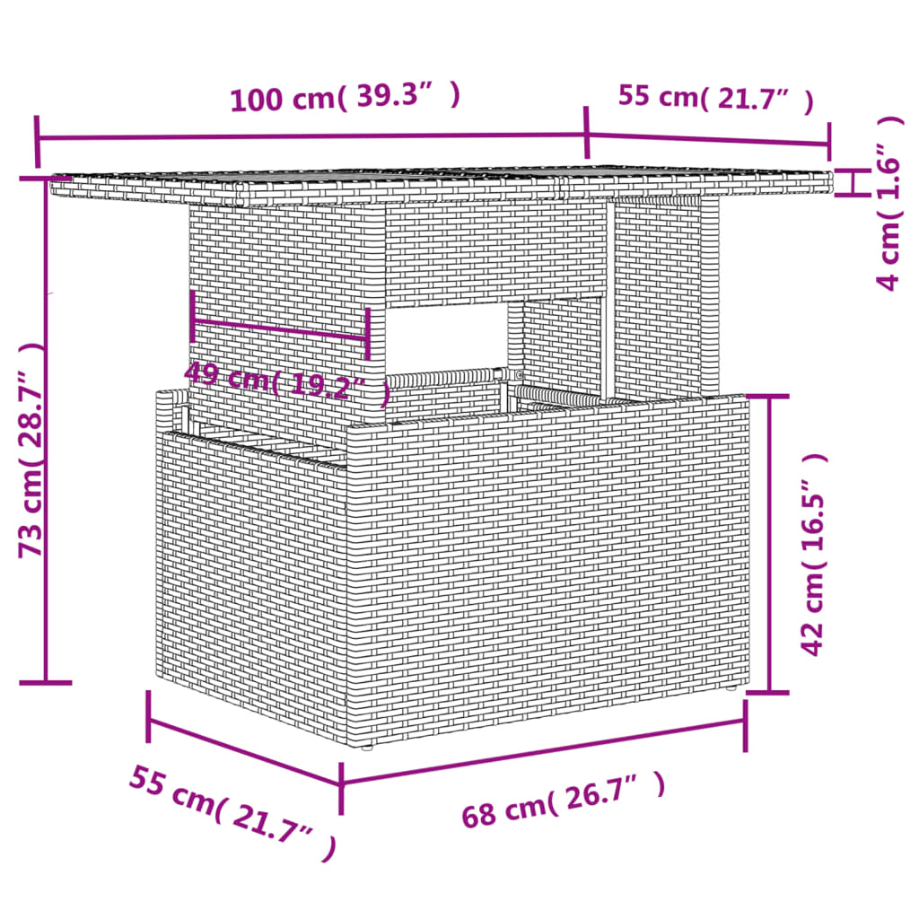 11 pcs conjunto sofás de jardim c/ almofadões vime PE cinzento - Leva - Me - Contigo