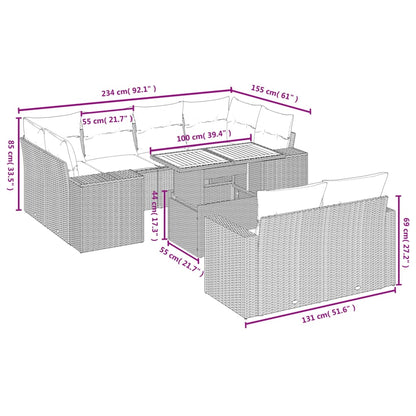 11 pcs conjunto sofás de jardim c/ almofadões vime PE cinzento - Leva - Me - Contigo