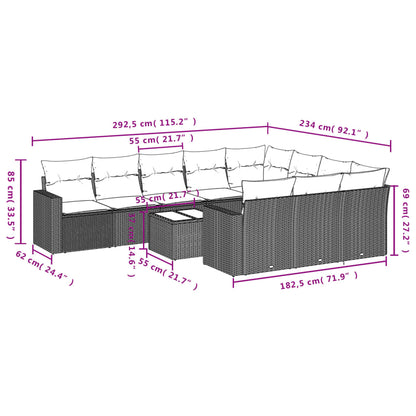 11 pcs conjunto sofás de jardim c/ almofadões vime PE cinzento - Leva - Me - Contigo