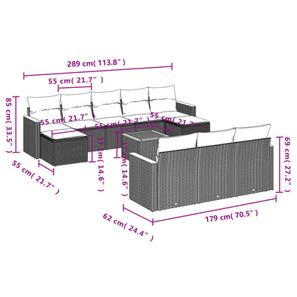 11 pcs conjunto sofás de jardim c/ almofadões vime PE cinzento - Leva - Me - Contigo