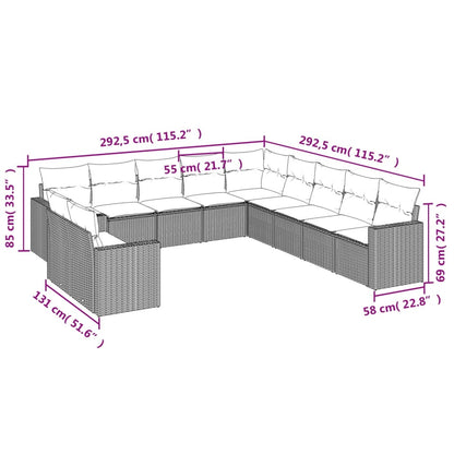 11 pcs conjunto sofás de jardim c/ almofadões vime PE cinzento - Leva - Me - Contigo