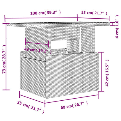 11 pcs conjunto sofás de jardim c/ almofadões vime PE cinzento - Leva - Me - Contigo