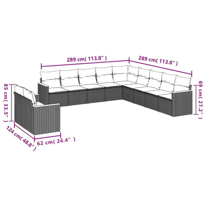 11 pcs conjunto sofás de jardim c/ almofadões vime PE preto - Leva - Me - Contigo