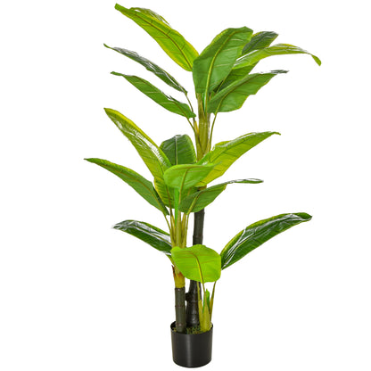 Bananeira Artificial 150 cm Planta Artificial com Vaso e 18 Folhas Planta Artificial para Decoração de Casa Varanda Jardim Sala de Estar Escritório Verde