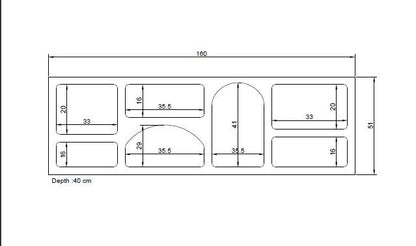 Aparador "Vienna" - Branco - 160x51x38 cm - Design Moderno