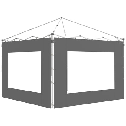 Outsunny Paredes Laterais para Tenda de 2 Painéis 295x195 cm Paredes Laterais de Substituição em Tecido Oxford com Janela para Tendas de 6x3 m 3x3 m Cinza