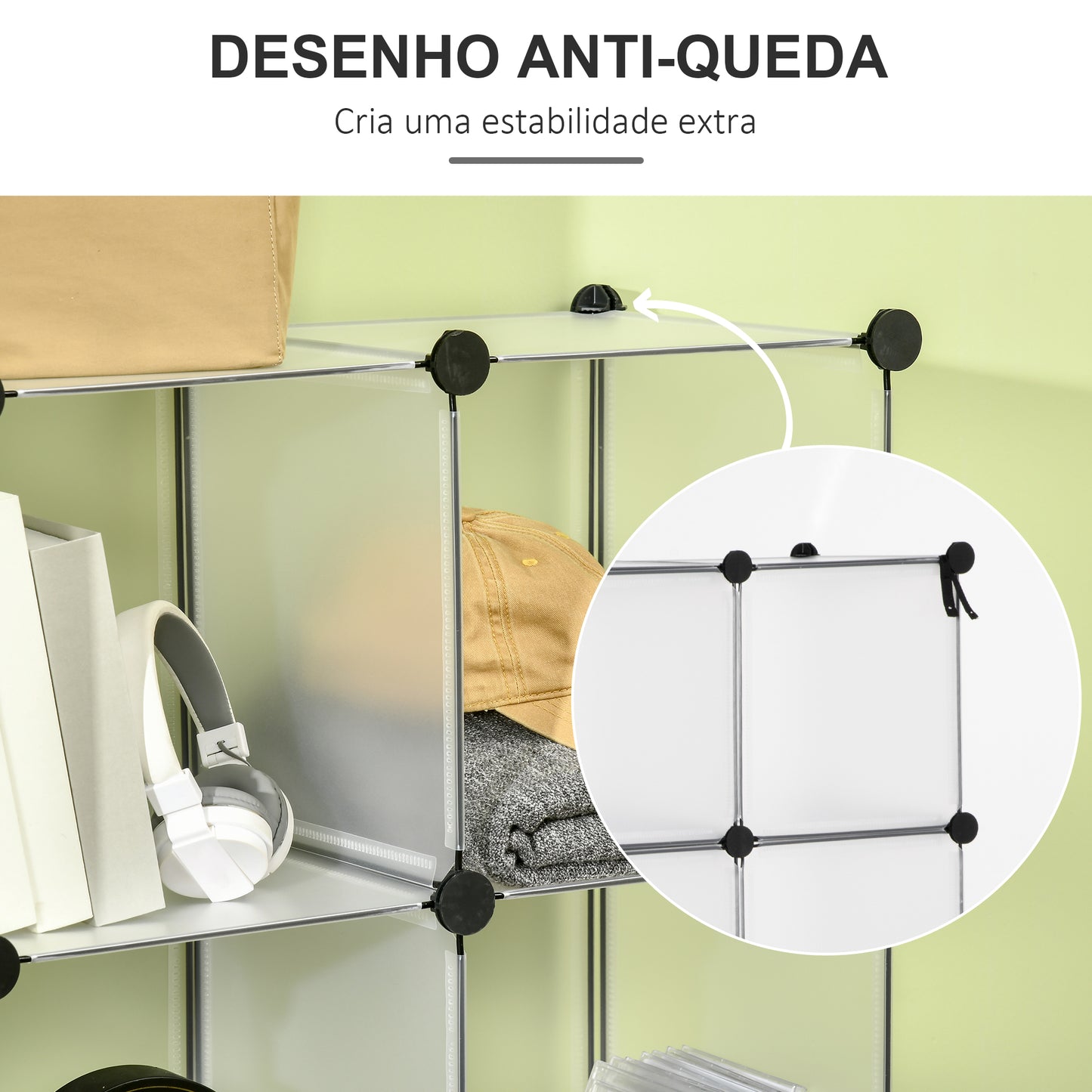 HOMCOM Armário Modular de Plástico Organizador de Sapatos com 16 Cubos de 30x30x30cm para Entrada Corredor Quarto 125x32x125 cm Transparente