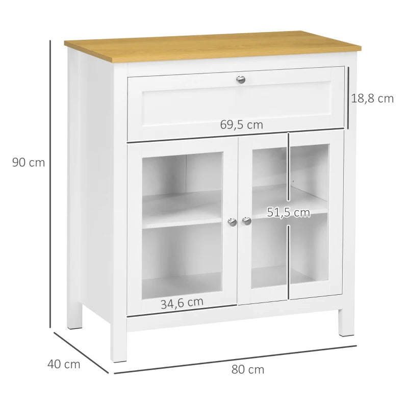 Armário de Cozinha Alicia com 2 Portas em Vidro e 1 Gaveta - Design Moderno