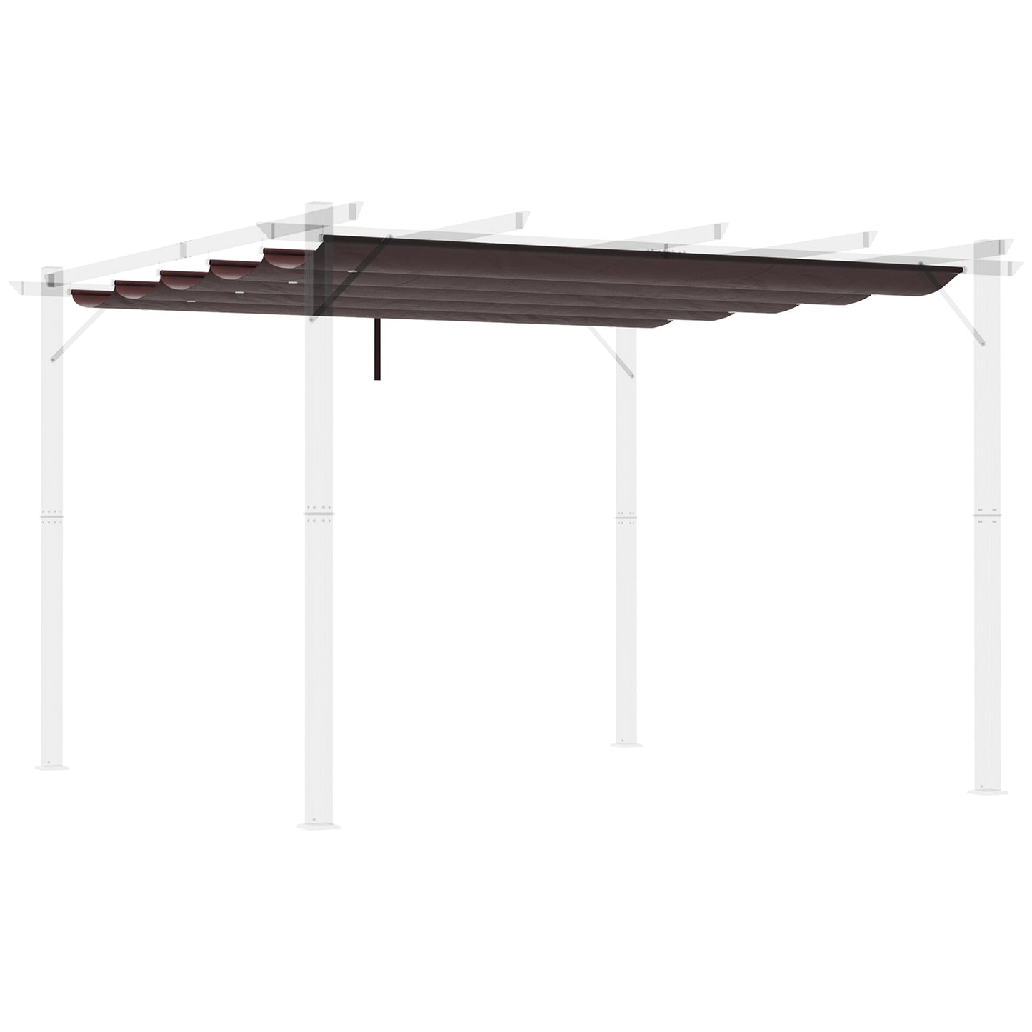 Outsunny Cobertura para Pérgola 2,5x2,55cm Teto de Substituição Retrátil para Pérgola com 10 Orifícios de Drenagem Café