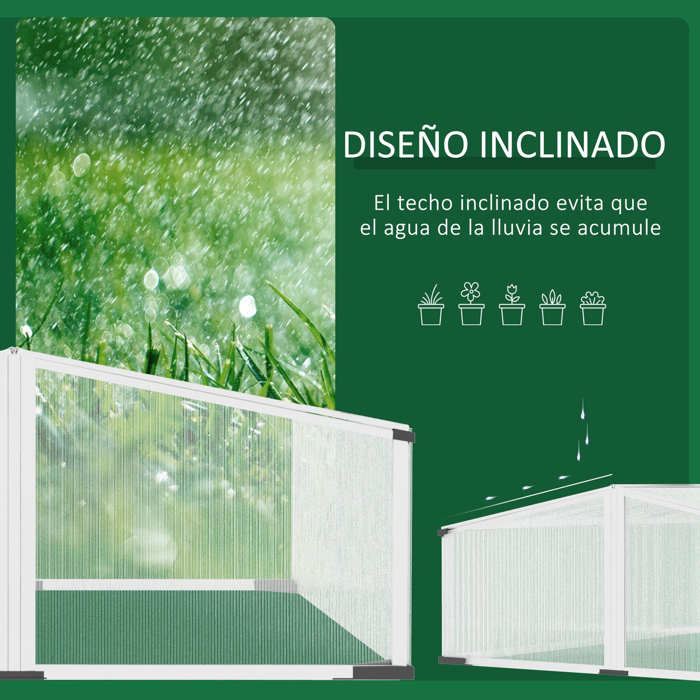 Outsunny Estufa de Jardim 120x100x41cm Policarbonato e Alumínio com Teto se Abre Estufa para Cultivo de Plantas Flores Transparente e Prata