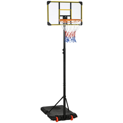 SPORTNOEW Tabela de Basquetebol com Altura Ajustável 178-208 cm Rodas Cesta de Basquetebol para Crianças acima de 6 Anos com Base Recarregável para Exterior 75x56x210-240 cm Amarelo e Preto