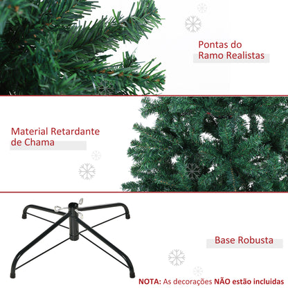 Árvore de Natal Artificial 180cm com 1000 Ramos de PVC Suporte Metálico Decoração de Natal para Interiores Ø102x180cm Verde