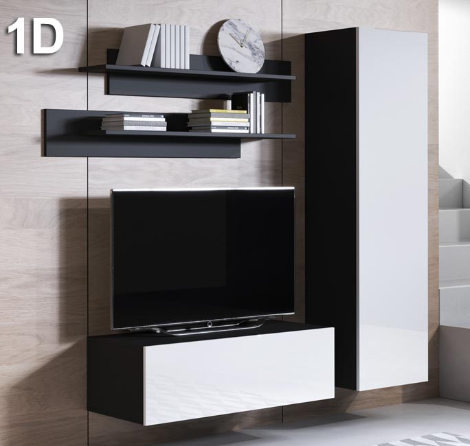 Conjunto de muebles Leiko 1D negro y blanco (1,6m)