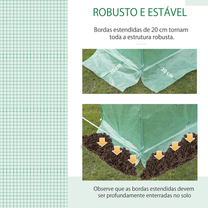 Outsunny Cobertura de Estufa com 6 Janelas e Porta para Jardim Anti-UV e Anti-envelhecimento PE 300x200x200 cm Verde