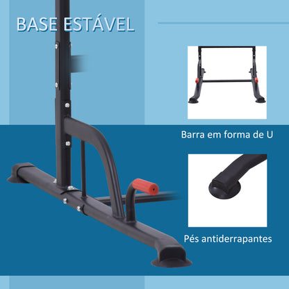 Torre de Exercícios Estação Multifuncional Altura Ajustável com 7 Orifícios para Treinamento Fitness para Casa Academia Escritório Carga Máxima 120kg 123x98x189-239cm Preto e Vermelho