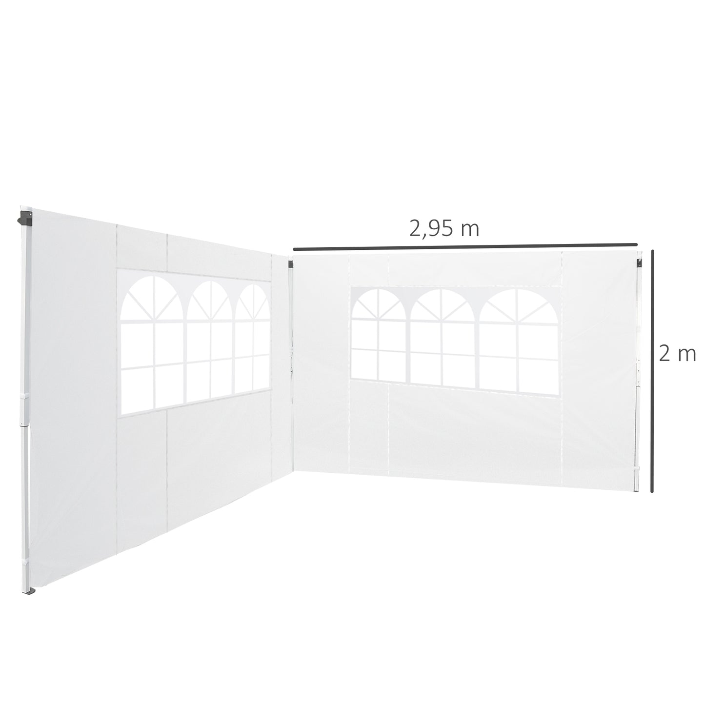 Outsunny 2 Paredes Laterais para Tenda 3x2 m Parede Lateral de Tecido Oxford com 2 Janelas Apto para tendas 3x3 m e 3x6 m Branco