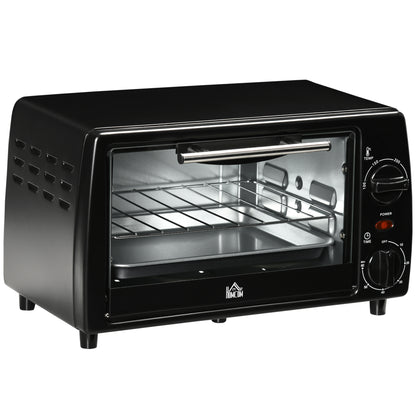 Mini Forno Elétrico 10 Litros 750W com Temperatura até 230 °C Temporizador 60 Minutos Bandeja e Grade 36,5x26x22cm Preto