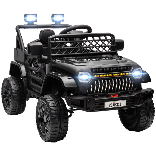 AIYAPLAY Carro Elétrico para Crianças acima de 3 Anos Carro Elétrico Infantil UTV Carro a Bateria 12V com Controlo Remoto Velocidade Ajustável USB Faróis e Buzina 95x62,5x65 cm Preto