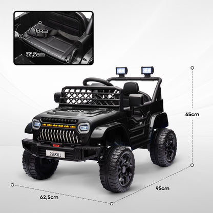 AIYAPLAY Carro Elétrico para Crianças acima de 3 Anos Carro Elétrico Infantil UTV Carro a Bateria 12V com Controlo Remoto Velocidade Ajustável USB Faróis e Buzina 95x62,5x65 cm Preto