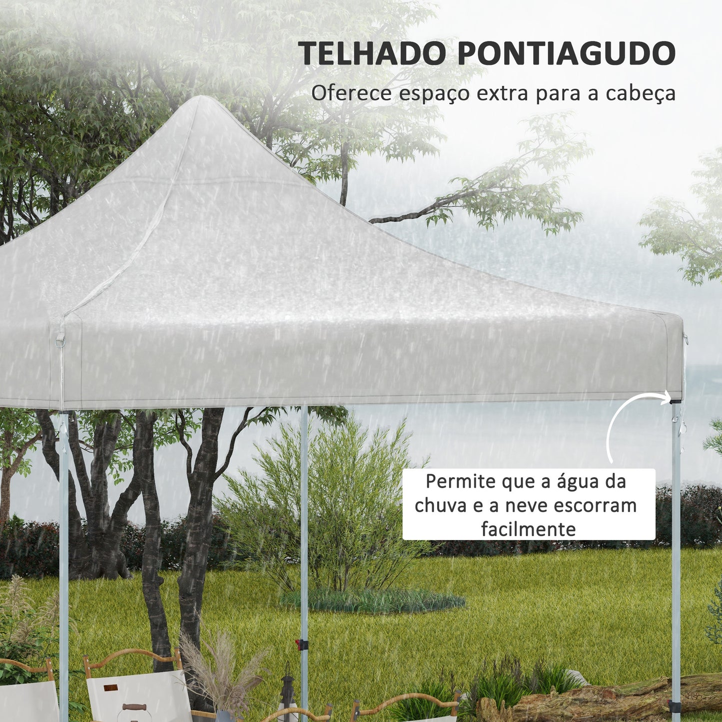 Outsunny Toldo de Substituição 3x3 m para Pérgola de Jardim Cobertura de Substituição para Tenda Dobrável de Tecido Oxford Impermeável e Anti-UV Branco