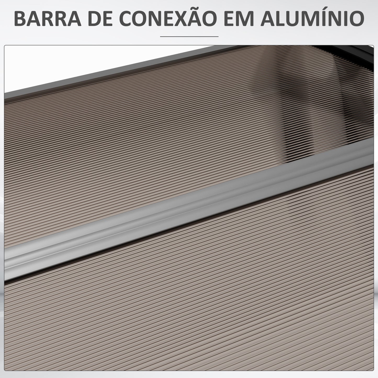 Outsunny Marquise para Portas e Janelas 103x96,5x27 cm Marquise com Proteção para Sol e Chuva com Painéis de Policarbonato Preto e Marrom