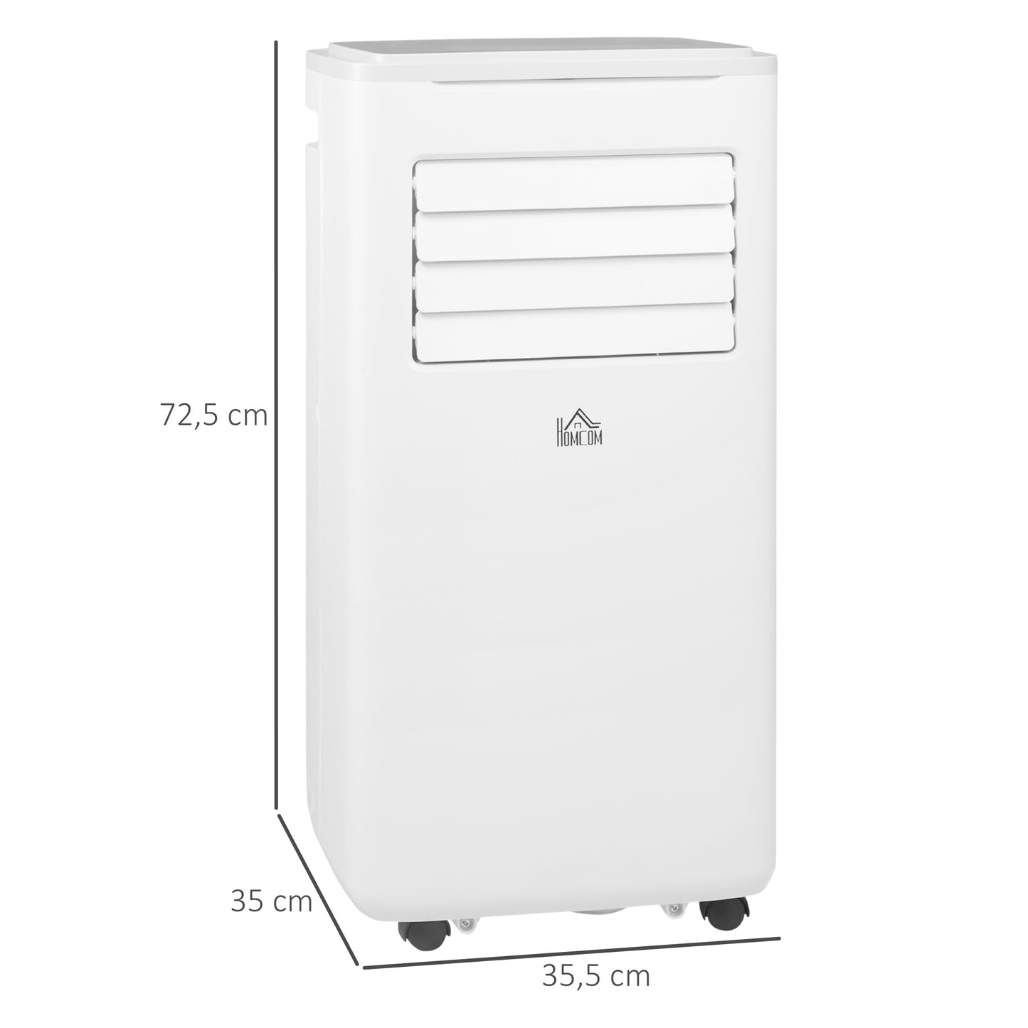 HOMCOM Ar Condicionado Portátil 9000BTU 1010W Refrigerador Ventoinha Desumidificador com Ecrã LED Controlo Remoto Temporizador para Ambientes de 20 m² 35,3x35x72,5 cm Branco