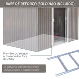 Abrigo de Jardim Exterior 4,83m² 277x195x192cm Abrigo e Jardim Metálico para Armazenamento de Ferramentas com Base Incluída e 4 Janelas Cinza