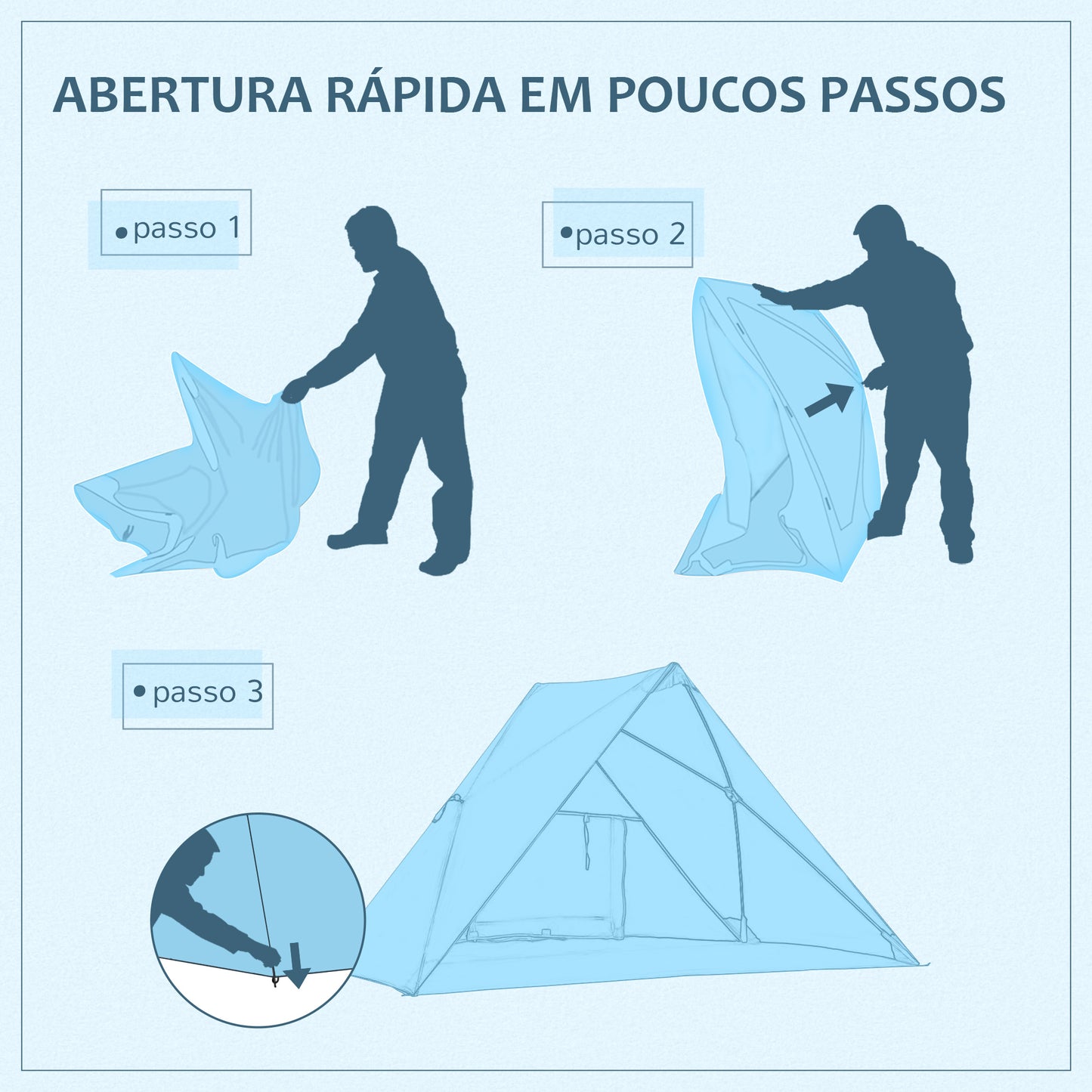 Outsunny Tenda de Praia Dobrável para 2-3 Pessoas Anti UV 50+ Tenda Pop Up com Janela e Bolsa de Transporte para Jardim Campismo Viagens 210x147x120cm Azul