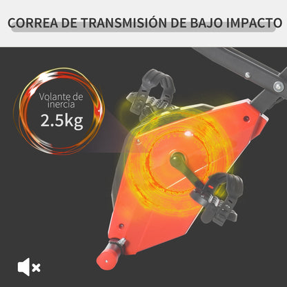 Bicicleta Estática Dobrável com Altura e Resistência Ajustáveis com Tela LCD e Assento com Encosto 51x97x115cm Vermelha